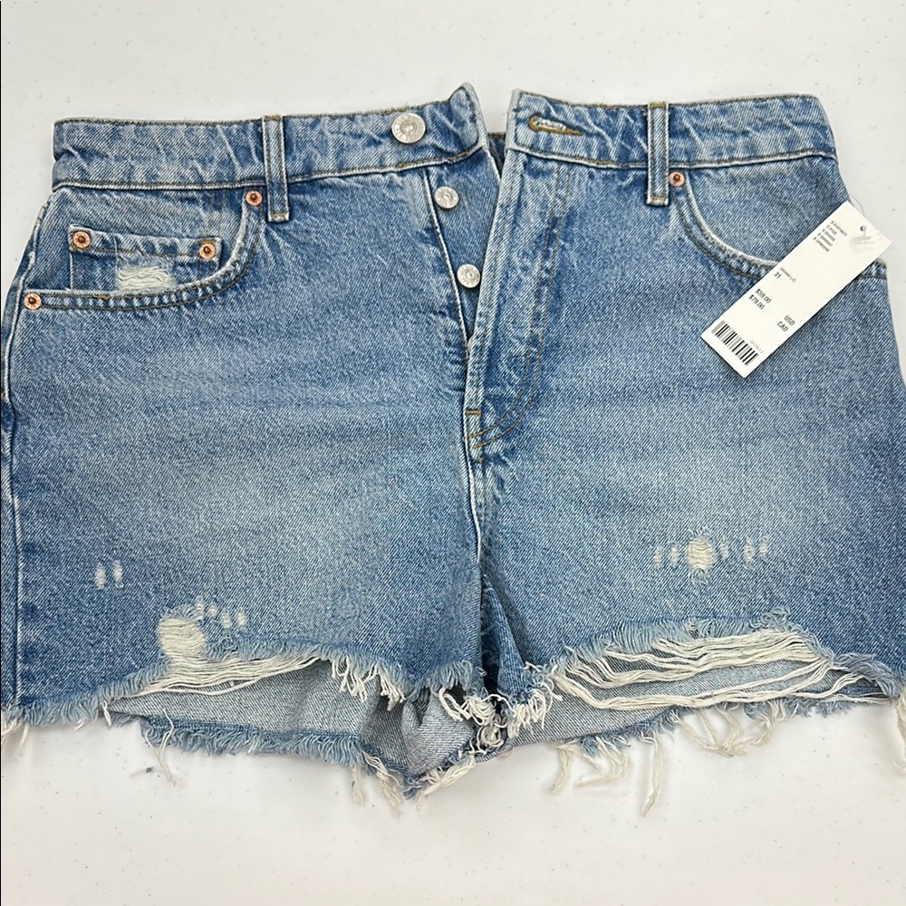 Distressed Blue Denim Shorts
